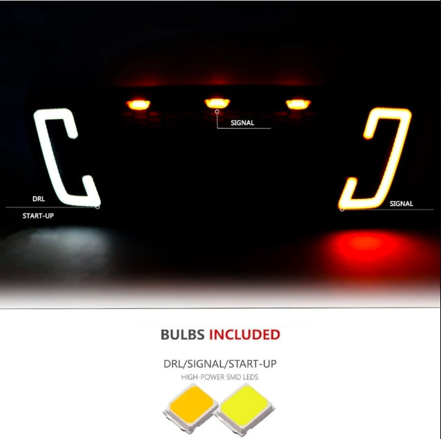 Fit for 04-08 F-150 Truck Crew Cab Amber Lit Car Grille Grill Matte Black,Amber,White LED Bar Accent