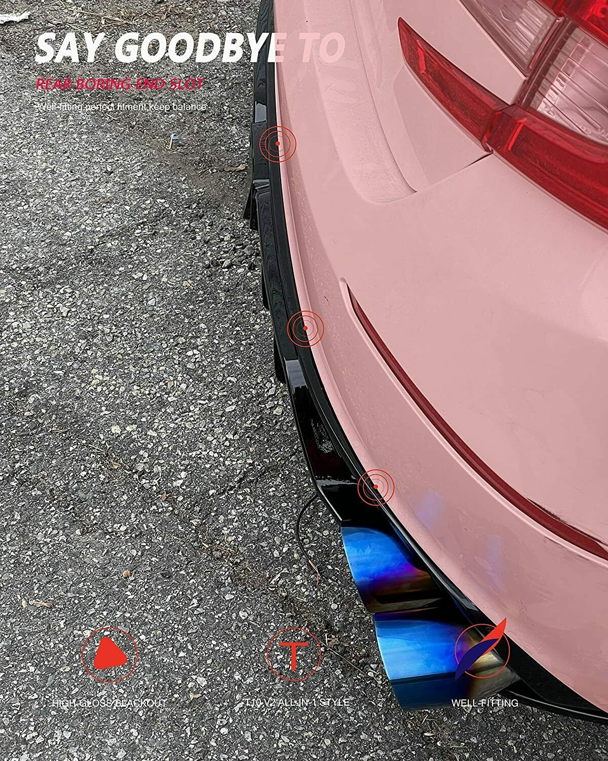 Fit for 18-21 Accord X CV1 CV2 Sedan(Sport&Touring),22 Hybrid Rear Deep Fin LED Brake Diffuser,High-gloss Blacked Out,T10 V2(Upgraded Harness Kit Included)