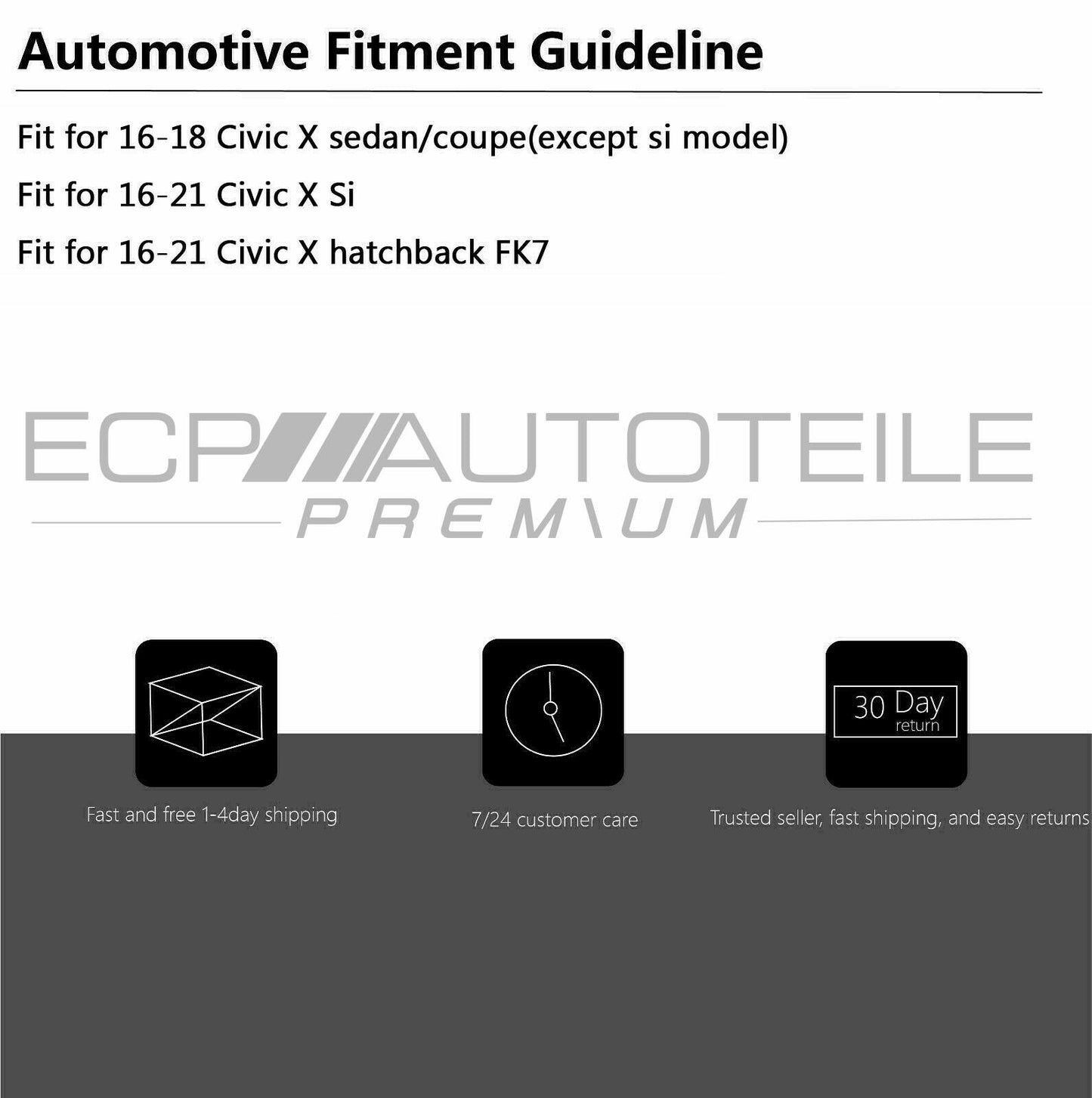 Fit for 16-18 Civic X FC1/2/3/4 FK7 Sedan/Coupe/Hatch TR-S V1 Badgeless Grille