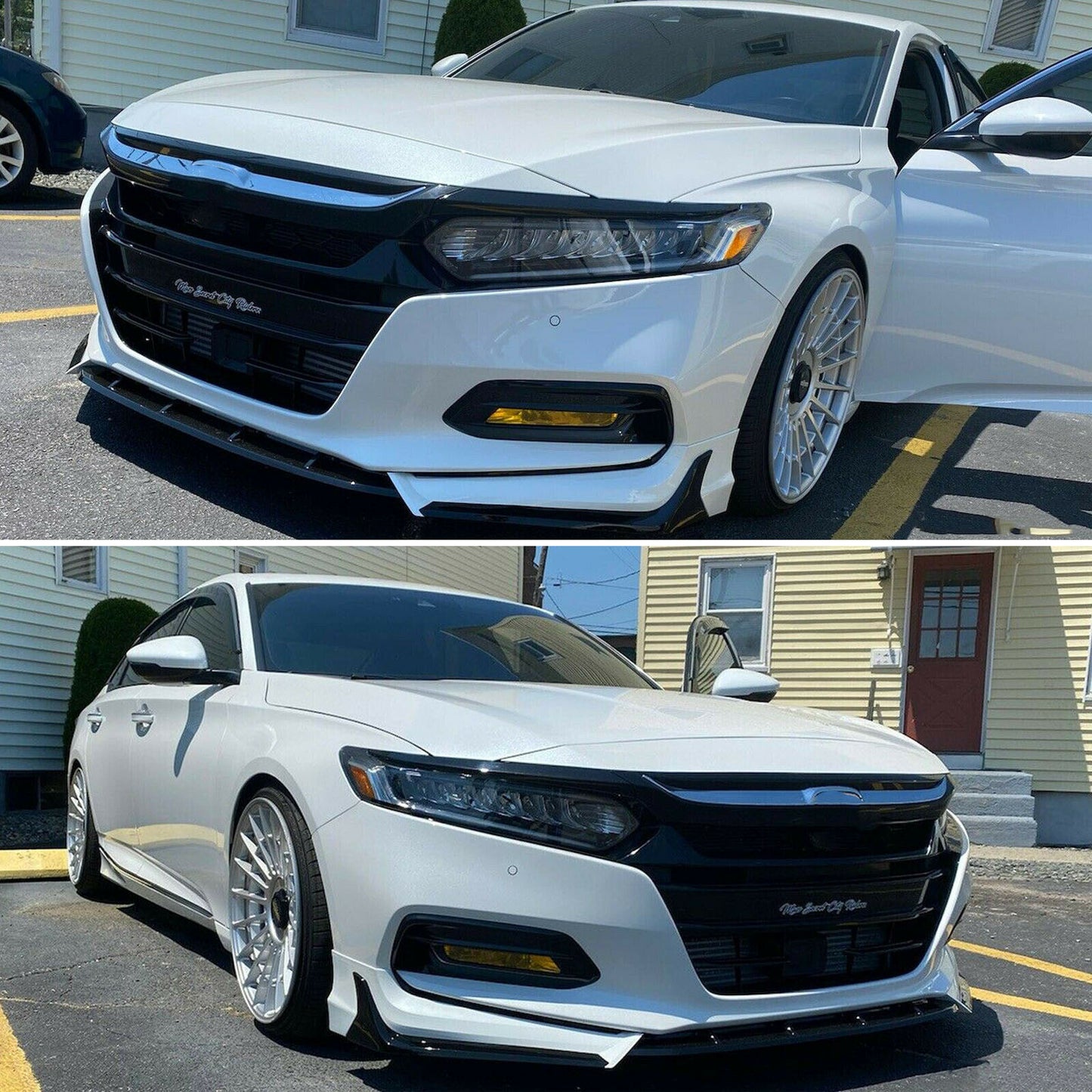 Fit for 18-20 Accord X CV1 CV2 Sport&Touring 4D Front Chin Spoiler Corner Splitter Gloss Blackout/White