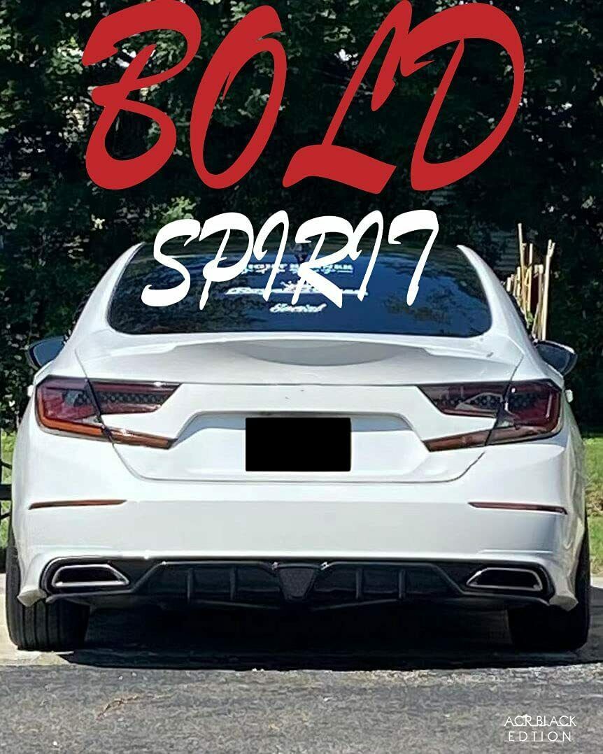 Fit for 18-21 Accord X CV1 CV2 Sedan(Sport&Touring),22 Hybrid Rear Deep Fin LED Brake Diffuser,High-gloss Blacked Out,T10 V2(Upgraded Harness Kit Included)