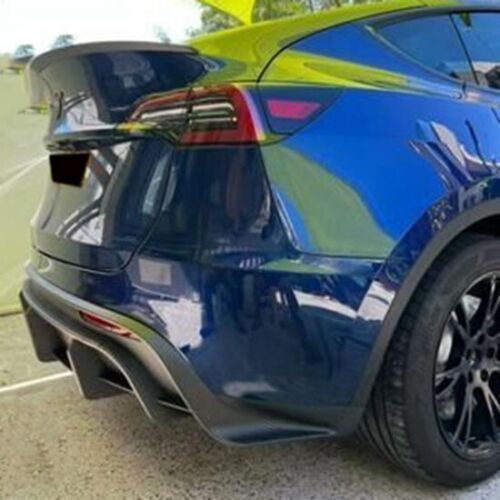 Fit for 20-22 Model Y Electric,SUV Rear Deep Fin Diffuser Flat Matte Black Tow Hitch Opening