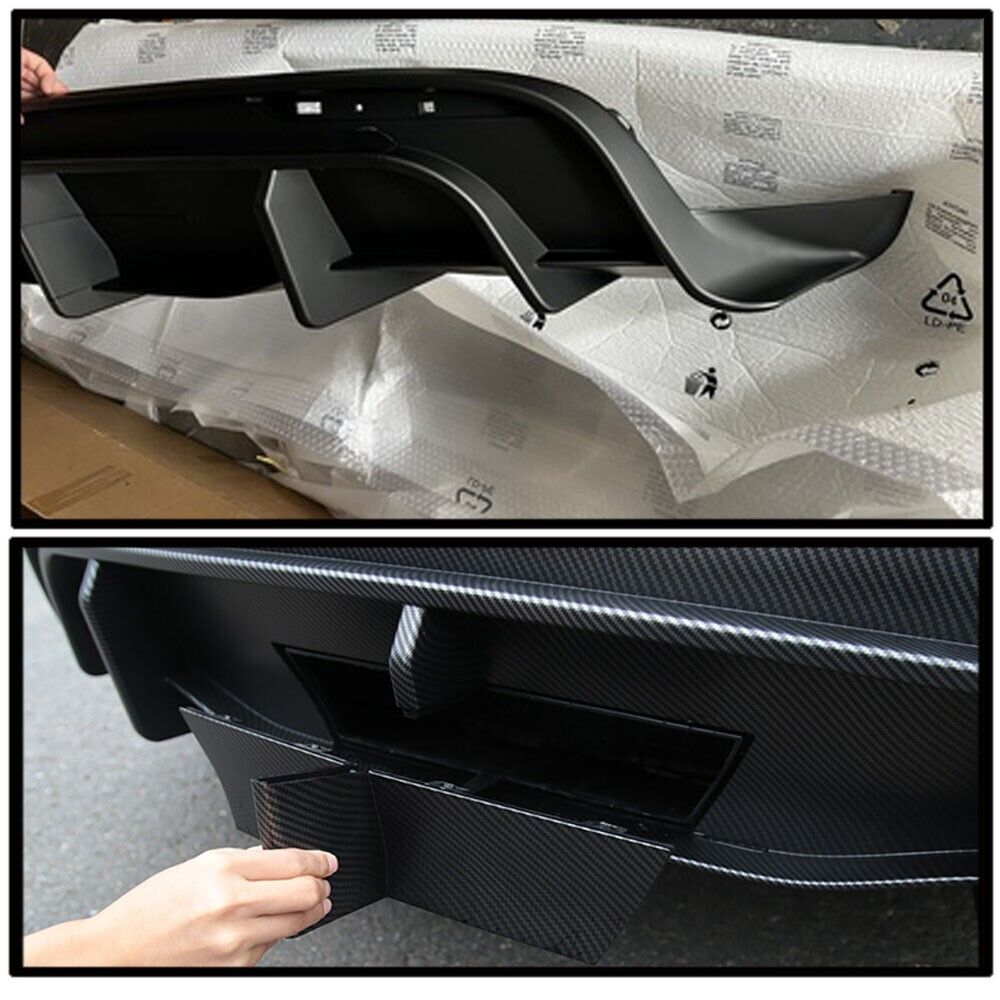 Fit for 20-22 Model Y Electric,SUV Rear Deep Fin Diffuser Carbon Fiber Look Tow Hitch Opening