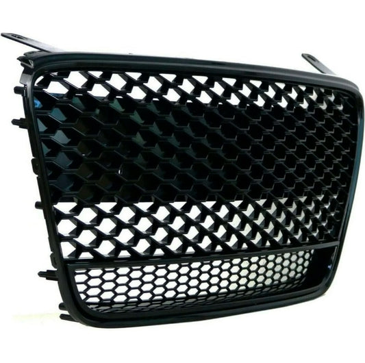 Fit for 2007-2012 R8 Gen1,MK1, V8 V10 Car Grill Grille Insert w/Lower Small Hex Gloss Blacked-out Euro Hex Style