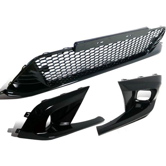 Fit for 22-23 Civic Sedan 4DR,Si Lower Bumper Full Clean Honeycomb Grille Grill Insert w/Fog Bezel Cover Glossy Blackout