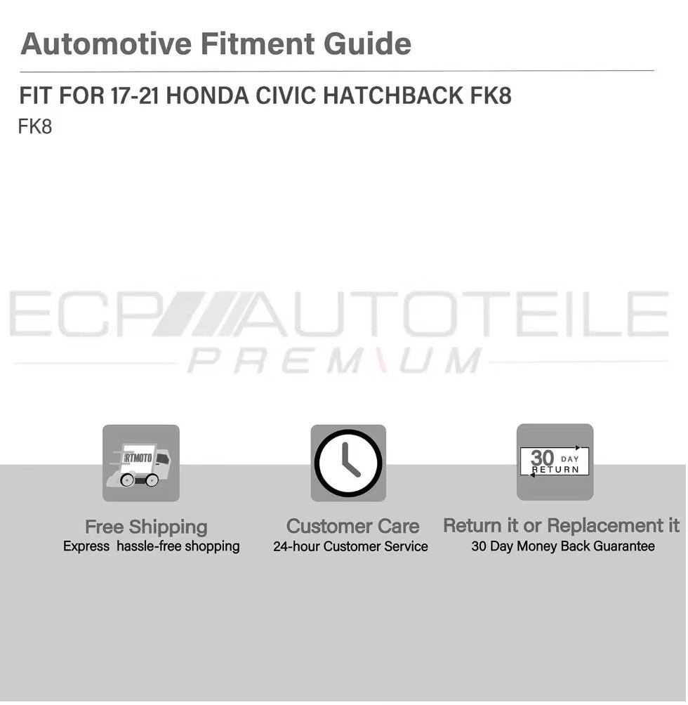 Fit for 17-21 Civic Type R Hatchback 4DR FK8 Front Fog Garnish Bezel Cover Matte Black(Ready to paint)